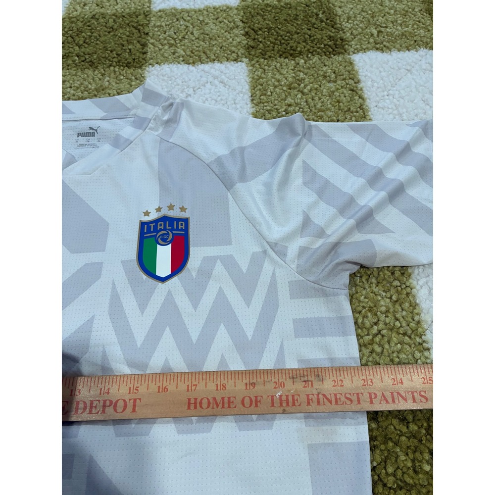 Puma Italy FIGC Soccer Jersey Mens XL White Grey Geometric DryCell Training Top - Picture 6 of 9